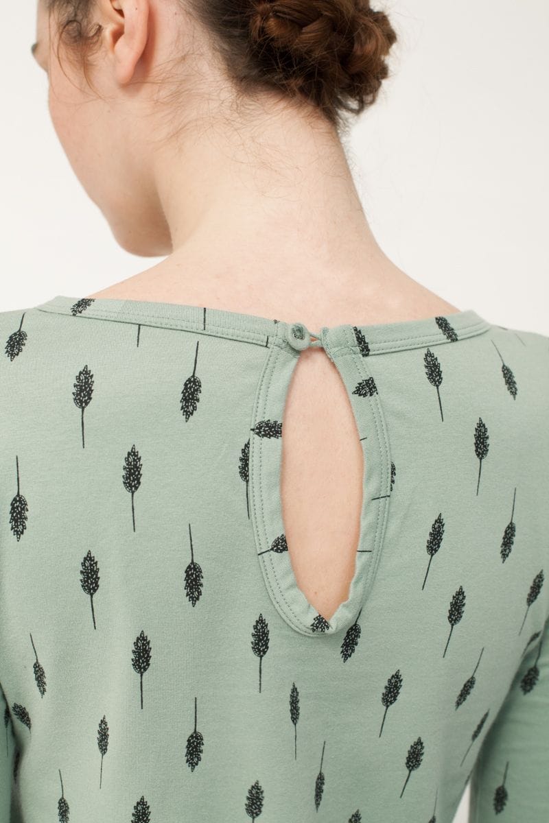 Vestido verde agua estampado de hojas - Imagen 2